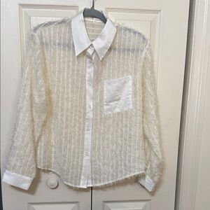 White Sheer Button-Up Shirt